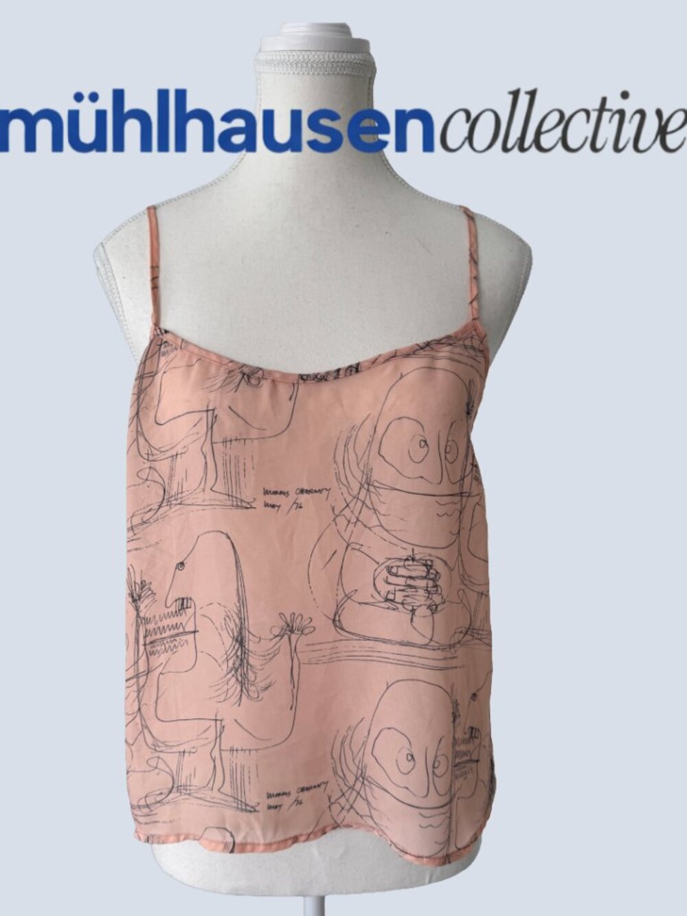 American Apparel Pink Illustrated Silk Cami